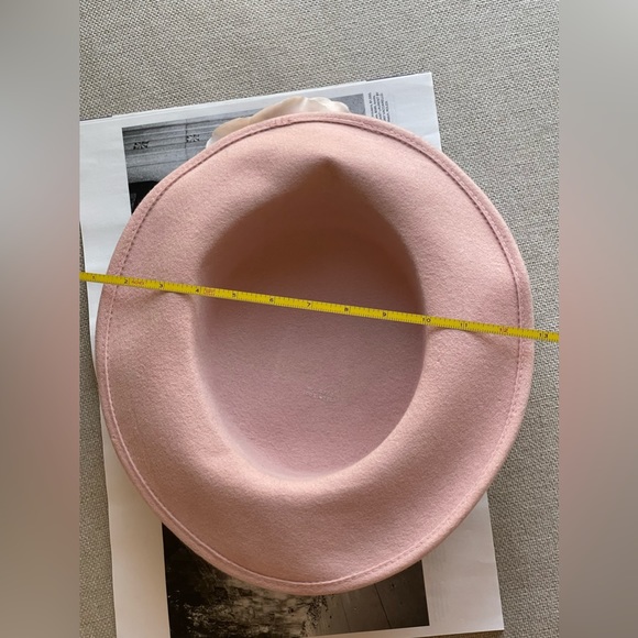 Elegant 100% Wool Wide Brim / Rose / Lace Hat In Dusty Rose-Royal/Derby/Church - Picture 12 of 14